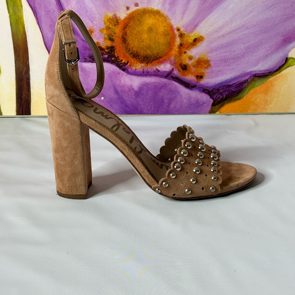 Sam Edelman Tan Studded Block Heels SZ 8M